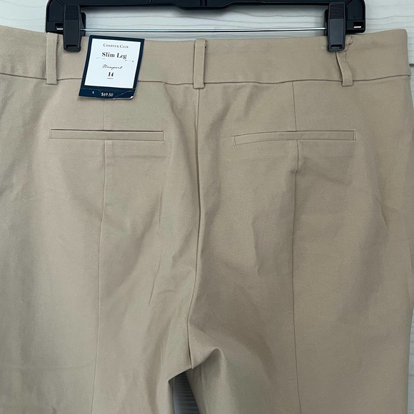 NWT Charter Club Womens Slim Leg Newport Sedona Dust Full Length Pants Size 14 - Picture 3 of 11